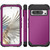 Google Pixel 8 Pro 3 in 1 Shockproof PC + Silicone Phone Case - Dark Purple+Black