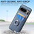 Google Pixel 8 Pro Carbon Fiber Card Wallet Ring Holder Phone Case - Blue