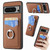 Google Pixel 8 Pro Carbon Fiber Card Wallet Ring Holder Phone Case - Brown