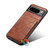 Google Pixel 8 Pro Denior Crocodile Texture Holder Electroplating Phone Case - Brown