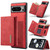 Google Pixel 8 Pro DG.MING M1 Series 3-Fold Multi Card Wallet + Magnetic Phone Case - Red