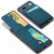 Google Pixel 8 Pro Fierre Shann Crazy Horse Card Holder Back Cover PU Phone Case - Blue