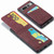 Google Pixel 8 Pro Fierre Shann Crazy Horse Card Holder Back Cover PU Phone Case - Wine Red