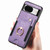 Google Pixel 8 Retro Skin-feel Ring Multi-card RFID Wallet Phone Case with Lanyard - Purple