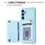 Samsung Galaxy A14 4G / 5G BF25 Square Plaid Card Bag Holder Phone Case - Blue