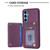 Samsung Galaxy A14 4G / 5G BF25 Square Plaid Card Bag Holder Phone Case - Dark Purple