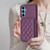 Samsung Galaxy A14 4G / 5G BF25 Square Plaid Card Bag Holder Phone Case - Dark Purple