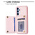 Samsung Galaxy A14 4G / 5G BF26 Wave Pattern Card Bag Holder Phone Case - Pink