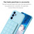 Samsung Galaxy A14 4G / 5G Grid Card Slot Holder Phone Case - Blue Samsung Galaxy A14 4G / 5G Grid Card Slot Holder Phone Case - Blue