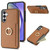 Samsung Galaxy A14 4G/5G Ring Card Litchi Leather Back Phone Case - Brown