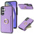 Samsung Galaxy A14 4G/5G Ring Card Litchi Leather Back Phone Case - Purple