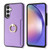 Samsung Galaxy A14 4G/5G Ring Card Litchi Leather Back Phone Case - Purple