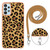 Samsung Galaxy A14 5G / 4G Electroplating Dual-side IMD Phone Case with Lanyard - Leopard Print