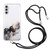 Samsung Galaxy A14 5G / 4G Hollow Marble Pattern TPU Phone Case with Neck Strap Rope - Black