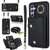 Samsung Galaxy A14 5G / 4G Zipper Card Bag Phone Case with Dual Lanyard - Black