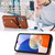 Samsung Galaxy A14 5G / 4G Zipper Card Bag Phone Case with Dual Lanyard - Brown