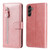 Samsung Galaxy A14 5G Calf Texture Zipper Leather Phone Case - Rose Gold