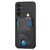 Samsung Galaxy A14 5G Carbon Fiber Wallet Flip Card K-shaped Holder Phone Case - Black
