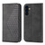 Samsung Galaxy A14 5G Cubic Grid Calf Texture Magnetic Closure Leather Phone Case - Black