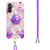 Samsung Galaxy A14 5G Electroplating IMD Splicing Dual-side Marble TPU Phone Case with Lanyard - Light Purple