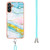 Samsung Galaxy A14 5G Electroplating Marble Dual-side IMD TPU Phone Case with Lanyard - Green 004