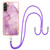 Samsung Galaxy A14 5G Electroplating Marble Dual-side IMD TPU Phone Case with Lanyard - Purple 001