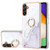 Samsung Galaxy A14 5G Electroplating Marble IMD TPU Phone Case with Ring Holder - White 006