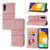 Samsung Galaxy A14 5G Embossed Stripes Skin Feel Leather Phone Case - Pink