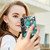 Samsung Galaxy A14 5G Flowers and Plants Series IMD TPU Phone Case with Ring Holder - Blue Rose