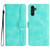 Samsung Galaxy A14 5G Heart Pattern Skin Feel Leather Phone Case - Light Blue