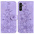 Samsung Galaxy A14 5G Lily Embossed Leather Phone Case - Purple