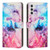 Samsung Galaxy A14 5G Painted Marble Pattern Leather Phone Case - Pink Purple