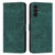 Samsung Galaxy A14 5G Skin Feel Stripe Pattern Leather Phone Case with Lanyard - Green