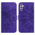 Samsung Galaxy A14 5G Skin Feel Sun Flower Pattern Flip Leather Phone Case with Lanyard - Dark Purple