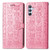 Samsung Galaxy A54 5G Cat and Dog Embossed Leather Phone Case - Pink