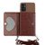 Samsung Galaxy A54 5G Crossbody Lanyard Wallet Card Bag Phone Case - Brown