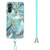 Samsung Galaxy A54 5G Electroplating IMD Splicing Dual-side Marble TPU Phone Case with Lanyard - Blue