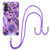 Samsung Galaxy A54 5G Electroplating IMD Splicing Dual-side Marble TPU Phone Case with Lanyard - Dark Purple