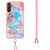 Samsung Galaxy A54 5G Electroplating IMD TPU Phone Case with Lanyard - Blue Marble