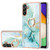 Samsung Galaxy A54 5G Electroplating Marble IMD TPU Phone Case with Ring Holder - Green 003