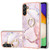 Samsung Galaxy A54 5G Electroplating Marble IMD TPU Phone Case with Ring Holder - Rose Gold 005