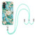 Samsung Galaxy A54 5G Electroplating Splicing Marble Flower IMD TPU Phone Case with Lanyard - Blue Flower