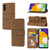 Samsung Galaxy A54 5G Embossed Stripes Skin Feel Leather Phone Case - Brown