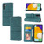 Samsung Galaxy A54 5G Embossed Stripes Skin Feel Leather Phone Case - Dark Green