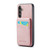 Samsung Galaxy A54 5G Fierre Shann Crazy Horse Card Holder Back Cover PU Phone Case - Pink