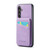 Samsung Galaxy A54 5G Fierre Shann Crazy Horse Card Holder Back Cover PU Phone Case - Purple