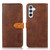 Samsung Galaxy A54 5G KHAZNEH Dual-color Cowhide Texture Flip Leather Phone Case - Brown