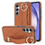 Samsung Galaxy A54 5G Non-slip Full Coverage Ring PU Phone Case with Wristband - Brown