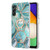Samsung Galaxy A54 5G Splicing Marble Flower IMD TPU Phone Case Ring Holder - Blue