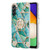 Samsung Galaxy A54 5G Splicing Marble Flower IMD TPU Phone Case with Ring Holder - Blue Flower